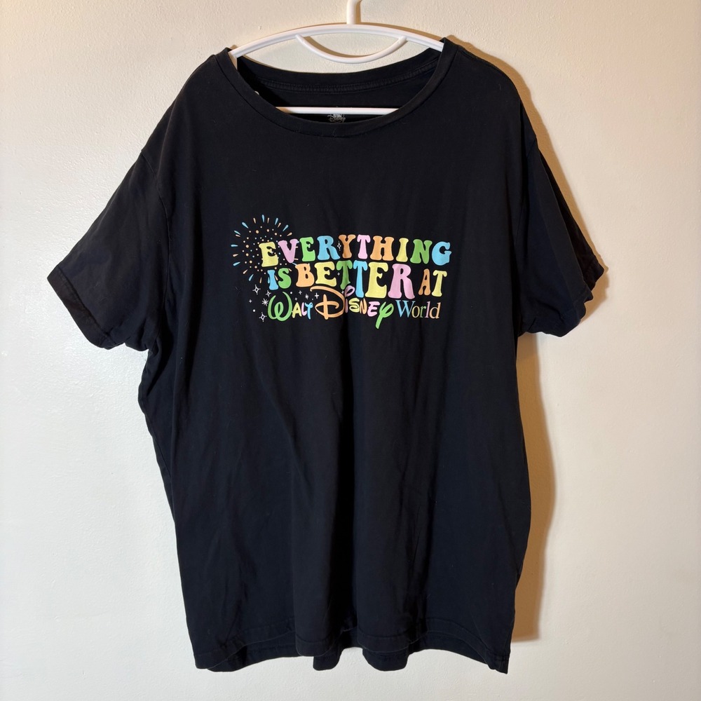 Disney World Everything is Better‎ Graphic T-Shirt Black Short Sleeve Size XXL